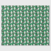 オールドイングリッシュシェプドッグクリスマスホリデー ラッピングペーパー (フラット)