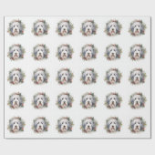 オールドイングリッシュシェプドッグクリスマスリースフェスティバルカップ ラッピングペーパー (フラット)