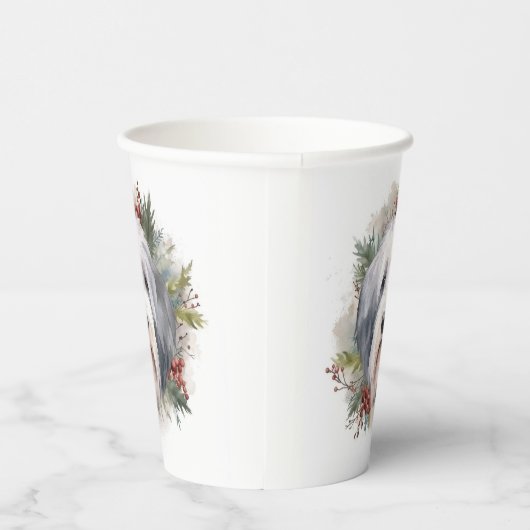 オールドイングリッシュシェプドッグクリスマスリースフェスティバルカップ 紙コップ (右)