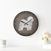 オールドイングリッシュシェプドッグシルエット素朴スタイル ラージ壁時計 (ホーム)