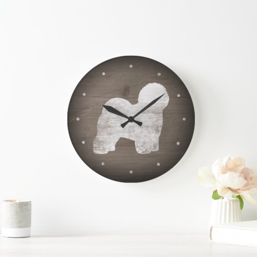 オールドイングリッシュシェプドッグシルエット素朴スタイル ラージ壁時計 (ホーム)