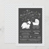 オールドイングリッシュシェプドッグドッグベビーシャワーニュートラル 招待状 (正面/裏面)