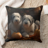 オールドイングリッシュシェプドッグ子犬オータムデライトカボチャ クッション (ブランケット)