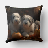 オールドイングリッシュシェプドッグ子犬オータムデライトカボチャ クッション (裏面)