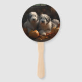 オールドイングリッシュシェプドッグ子犬オータムデライトカボチャ ハンドファン (正面)