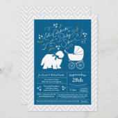 オールドイングリッシュシェプドッグ犬ベビーシャワーボーイブルー 招待状 (正面/裏面)