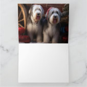 オールドイングリッシュシェプドッグ雪そりのクリスマスデコール カード (内部)