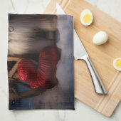 オールドイングリッシュシェプドッグ雪そりのクリスマスデコール キッチンタオル (四つ折り)