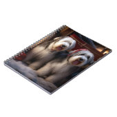 オールドイングリッシュシェプドッグ雪そりのクリスマスデコール ノートブック (左側)