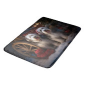 オールドイングリッシュシェプドッグ雪そりのクリスマスデコール バスマット (アングル)