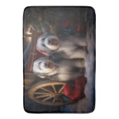 オールドイングリッシュシェプドッグ雪そりのクリスマスデコール バスマット (正面縦)