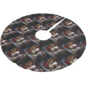 オールドイングリッシュシェプドッグ雪そりのクリスマスデコール ブラッシュドポリエステルツリースカート (アングル)