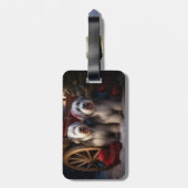 オールドイングリッシュシェプドッグ雪そりのクリスマスデコール ラゲッジタグ (裏面縦)