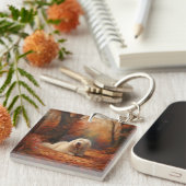 オールドイングリッシュシェプドッグin紅葉秋インスパイア キーホルダー (正面右)