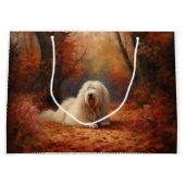 オールドイングリッシュシェプドッグin紅葉秋インスパイア ラージペーパーバッグ (正面)