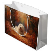 オールドイングリッシュシェプドッグin紅葉秋インスパイア ラージペーパーバッグ (裏面アングル)