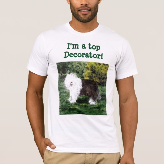 オールドイングリッシュシェプ絵画ドッグカスタム Tシャツ (正面)