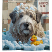 オールドイングリッシュシープドッグだらけ眠い可愛おもしろいい シャワーカーテン (正面)