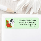 オールドイングリッシュシープドッグとレッドローズ ラベル (インサイチュ)