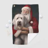 オールドイングリッシュシープドッグウィズサンタクロースフェスティバル ゴルフタオル (インサイチュ)