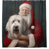 オールドイングリッシュシープドッグウィズサンタクロースフェスティバル シャワーカーテン (正面)