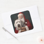 オールドイングリッシュシープドッグウィズサンタクロースフェスティバル スクエアシール (封筒)