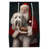 オールドイングリッシュシープドッグウィズサンタクロースフェスティバル ミディアムペーパーバッグ (裏面)