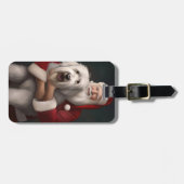 オールドイングリッシュシープドッグウィズサンタクロースフェスティバル ラゲッジタグ (正面横)