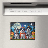 オールドイングリッシュシープドッグズカボチャおもしろいハロウィーン マグネット (インサイチュ (食洗機))