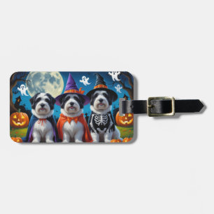 オールドイングリッシュシープドッグズカボチャおもしろいハロウィーン ラゲッジタグ