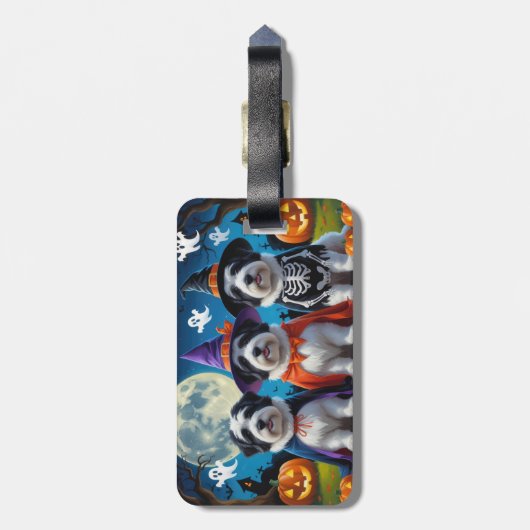 オールドイングリッシュシープドッグズカボチャおもしろいハロウィーン ラゲッジタグ (裏面縦)