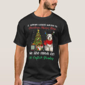 オールドイングリッシュシープドッグトナカイのクリスマスツリーオルナム Tシャツ (正面)