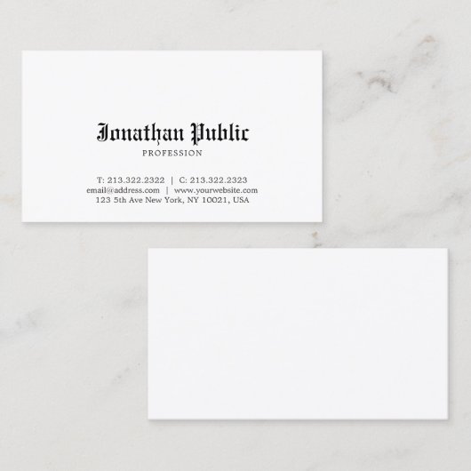 オールドイングリッシュスタイルノスタルジックルックプロフェッショナルシック 名刺 (正面/裏面)