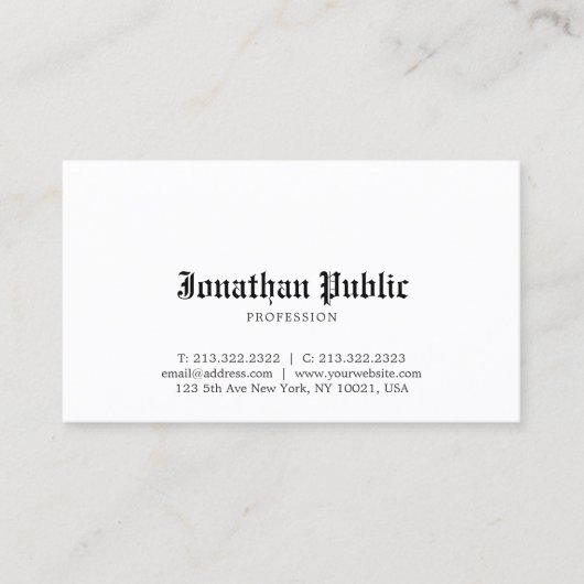 オールドイングリッシュスタイルノスタルジックルックプロフェッショナルシック 名刺 (正面)