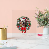 オールドイングリッシュブルドッグクリスマスリースデコレーションXm アクリルサイン (ウェディング)
