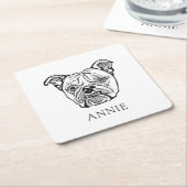 オールドイングリッシュブルドッグパーソナライズされた スクエアペーパーコースター (アングル)