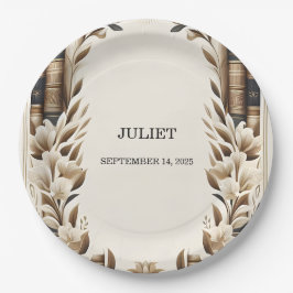 オールドイングリッシュレトロブッククラブカバーブライダルシャワー ペーパープレート