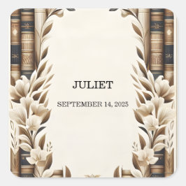 オールドイングリッシュレトロブッククラブカバー ブライダルシャワー スクエアシール