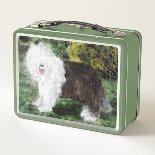 オールドイングリッシュ絵画シェプドッグパーソナライズされたズ メタルランチボックス (裏面)