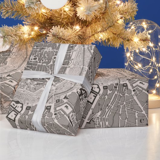 オールドウィーンオーストリアの地図（1849年）ヴィンテージウィーンシティ ラッピングペーパー (クリスマス)