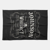 オールドウイスキーパーソナライズされたレーベルヴィンテージバー キッチンタオル (横)