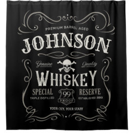 オールドウイスキーパーソナライズされたレーベルヴィンテージバー シャワーカーテン