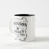 オールドウイスキーパーソナライズされたレーベルヴィンテージバー ツートーンマグカップ (正面左)