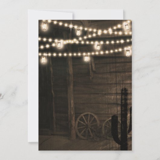 オールドウェスタン素朴サロ結婚ーン婚約 招待状 (裏面)