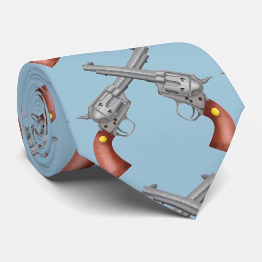 オールドウェスタン・リボルバーズ・リアリスティックイラストレーション ネクタイ (ロール)