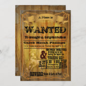 オールドウェスタンWANTEDポスターパーティの招待状 招待状 (正面/裏面)