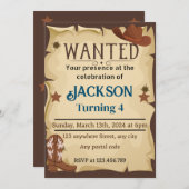 オールドウェストの「指名手配」ポスター 招待状 (正面/裏面)