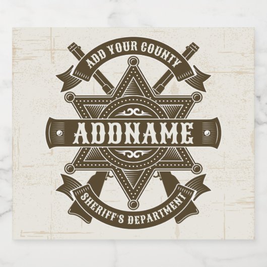 オールドウェスト保安官代理ライフルバッジ 個人名入れ ビールラベル (シングルラベル)