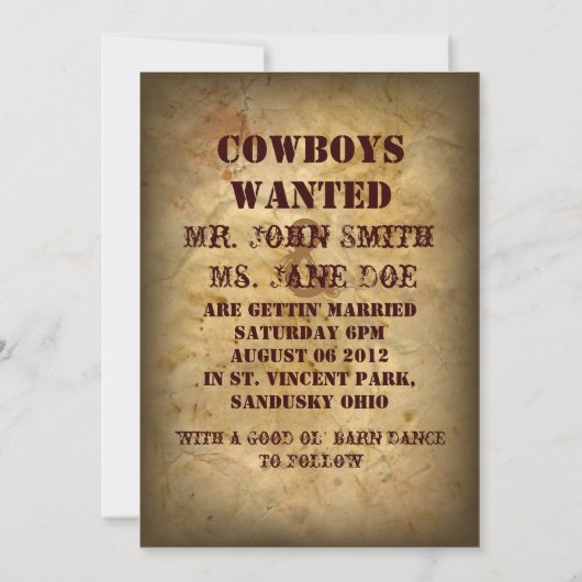 オールドウエスタンカウボーイカントリーウェディング招待状 招待状 (裏面)