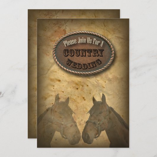 オールドウエスタンカウボーイカントリーウェディング招待状 招待状 (正面/裏面)